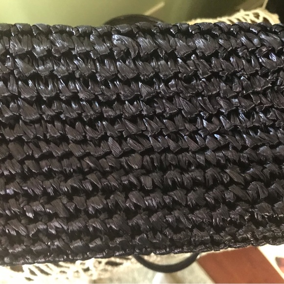 Vintage 1950s ~ 60s Blue Straw Raffia Woven Frame Large Purse Handbag. - Picture 4 of 4